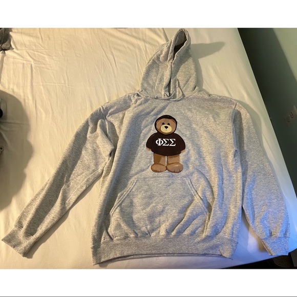 COPY - NWOT Gildan Phi Sigma Sigma Gray Bear Hoodie Sweatshirt - Picture 4 of 9
